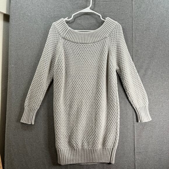 Boston Proper Long Sweater Womens Medium Gray Long Sleeve Knitted Pullover - Picture 2 of 8